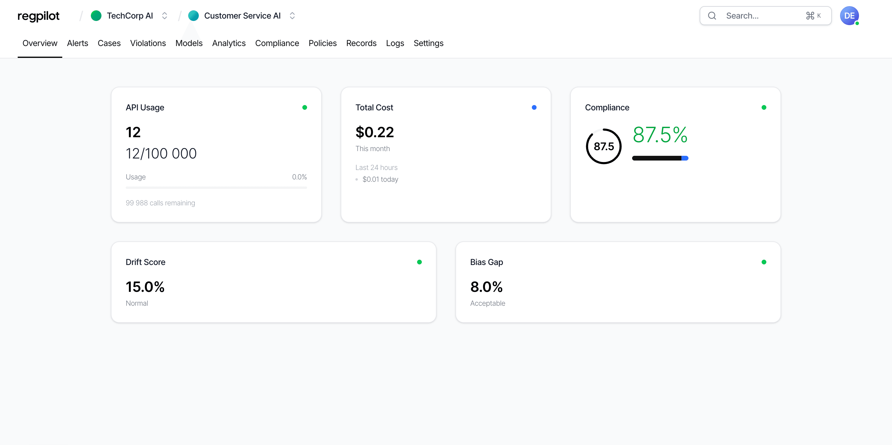 regpilot Dashboard Screenshot